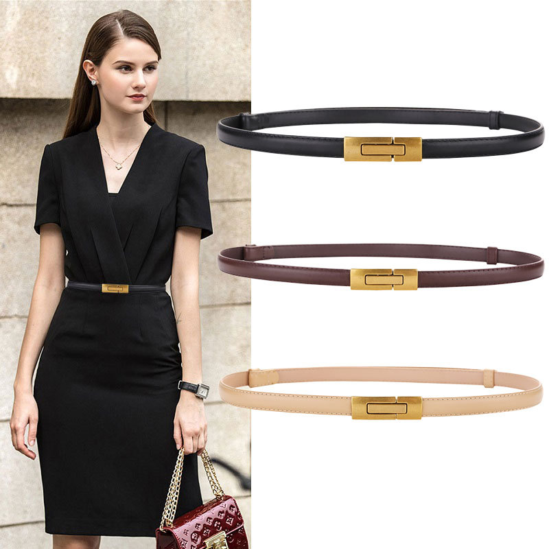 Leather Belt Braided - Genuine Leather Thin Belt for Women's