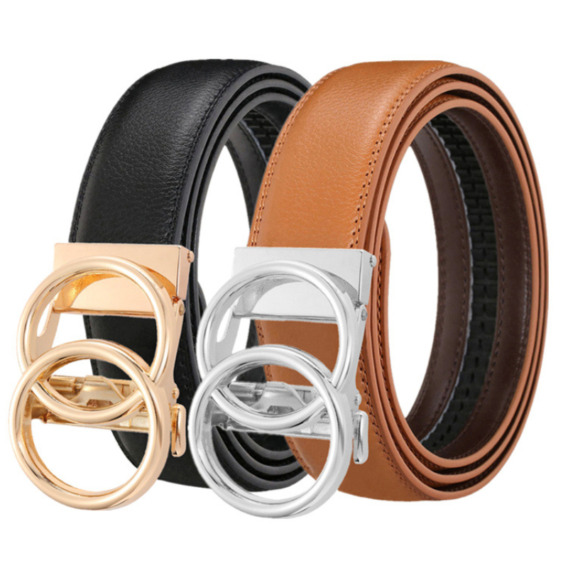 Leather Belt Braided - 2025 Double Ring Automatic Buckle Belt