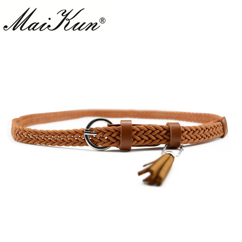 Leather Belt Braided - Maikun Thin Belts for Women High