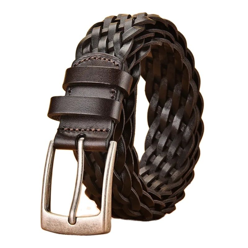 Leather Belt Braided - 2025 Men Real Cowhide Belt Woven