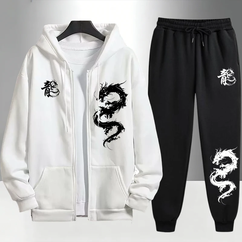 Chinese Dragon Print Tracksuit - огляд і ціна Mens Fashion Urban