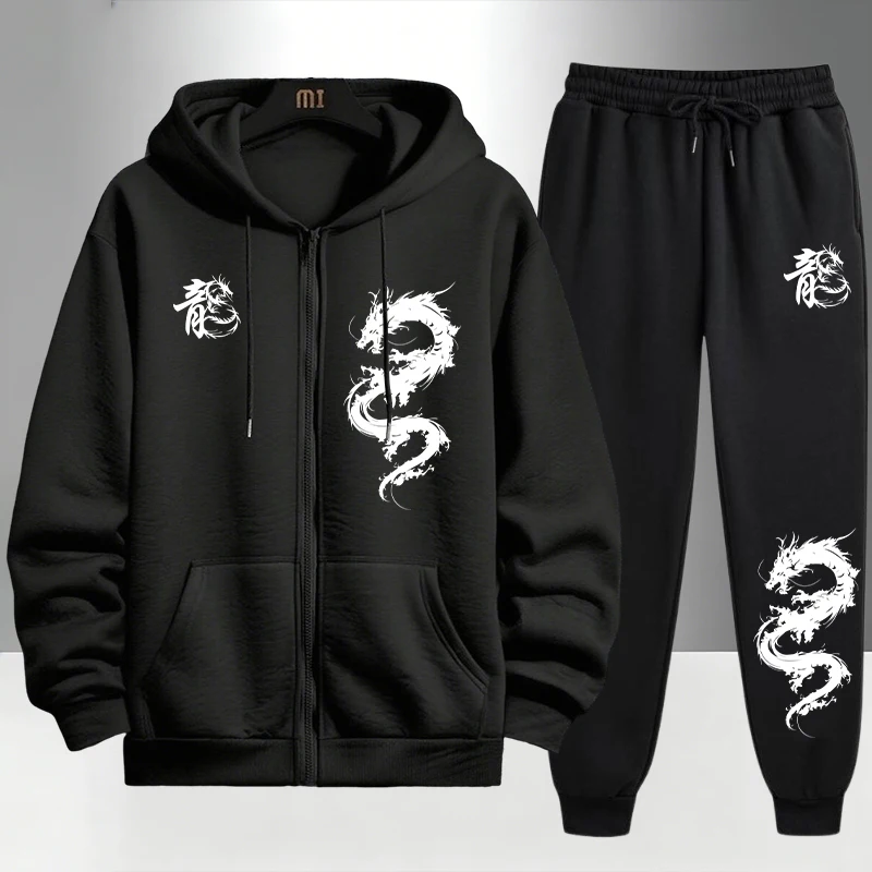 Chinese Dragon Print Tracksuit - огляд і ціна Mens Fashion Urban