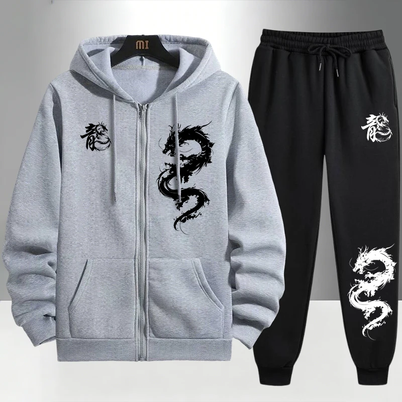 Chinese Dragon Print Tracksuit - огляд і ціна Mens Fashion Urban