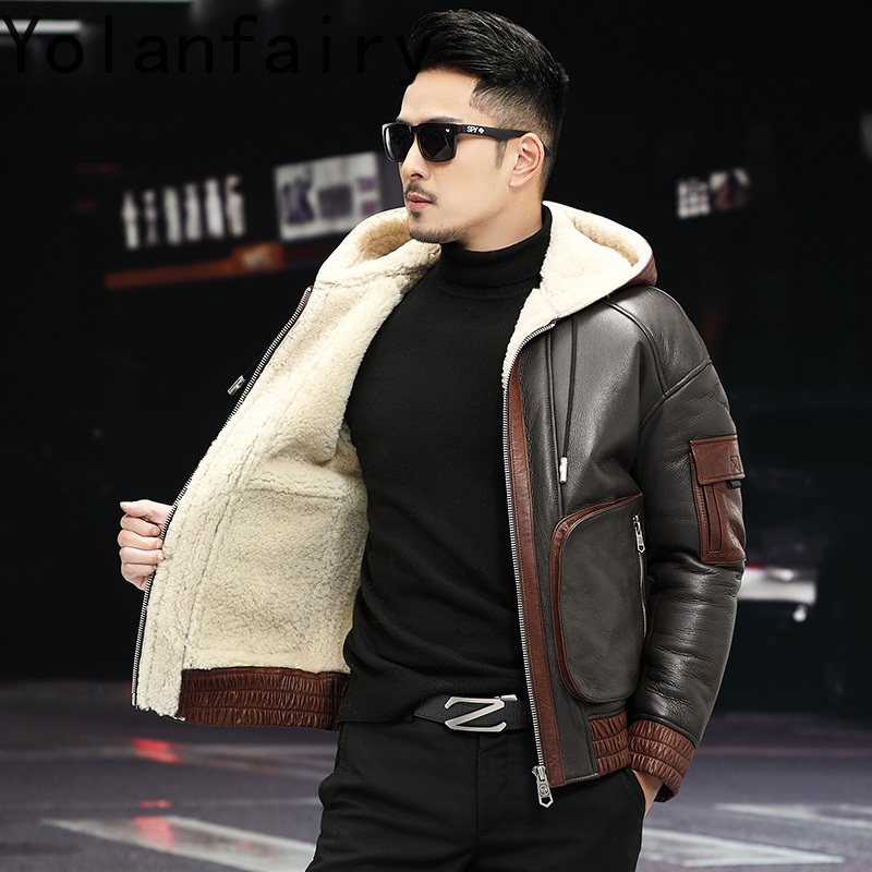 YOLANFAIRY Natural Wool Fur Co - огляд і ціна Men'S Fashion Zipper Jacket