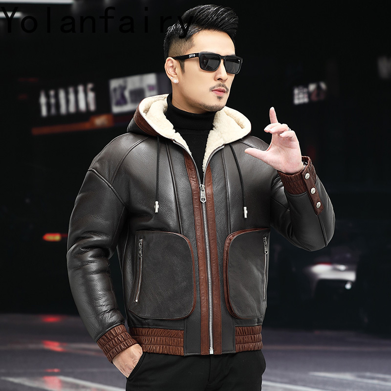 YOLANFAIRY Natural Wool Fur Co - огляд і ціна Men'S Fashion Zipper Jacket