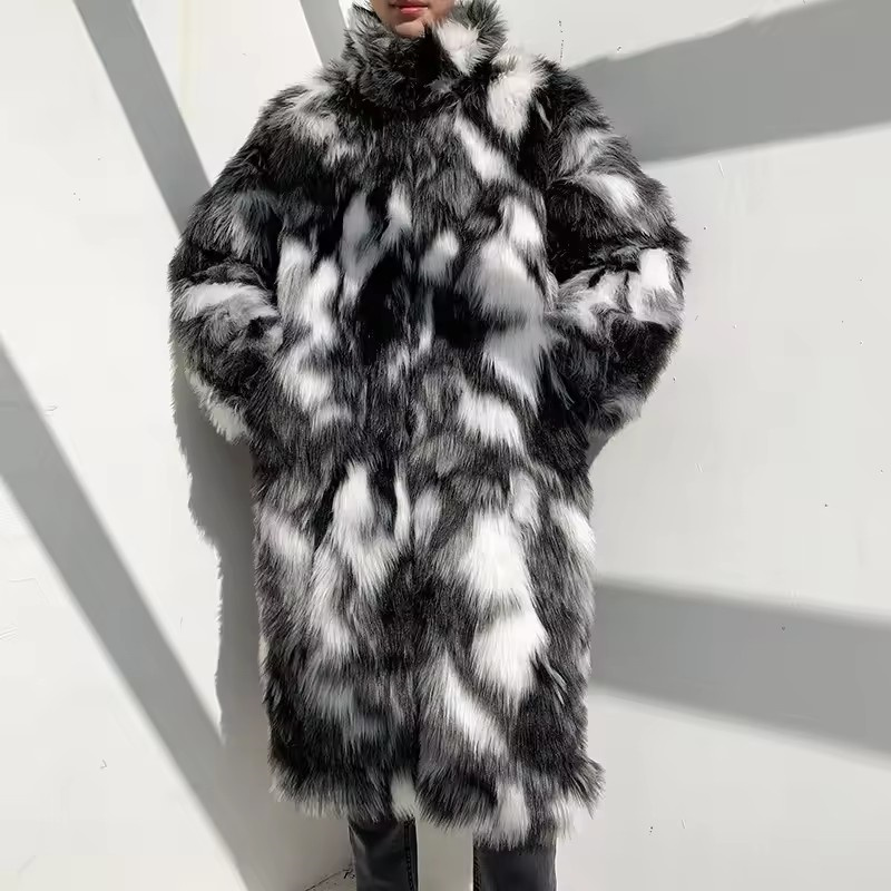Winter Hip Hop Long Faux Fur C - огляд і ціна Men'S Fashion Zipper Jacket