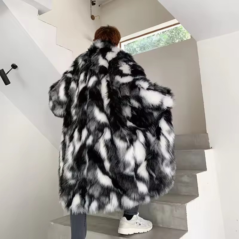 Winter Hip Hop Long Faux Fur C - огляд і ціна Men'S Fashion Zipper Jacket