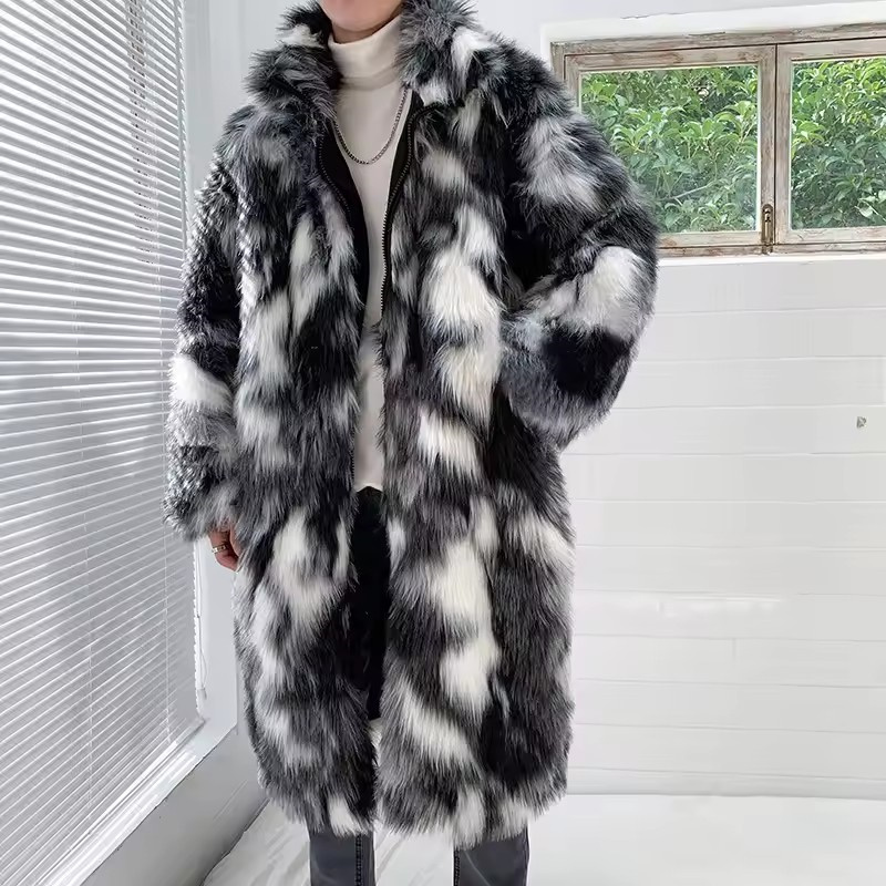 Winter Hip Hop Long Faux Fur C - огляд і ціна Men'S Fashion Zipper Jacket