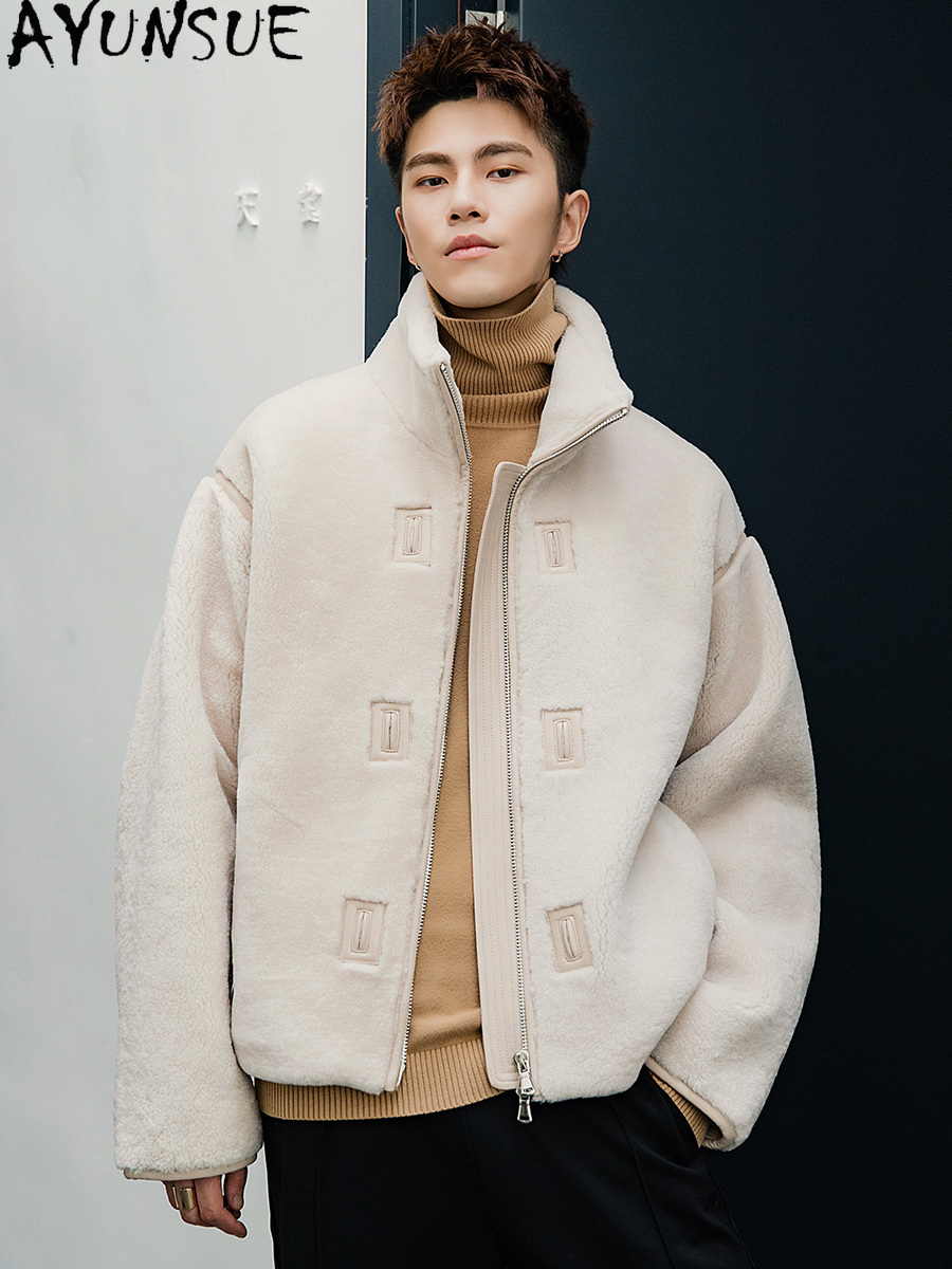 AYUNSUE Natural Merino Sheep S - огляд і ціна Men'S Fashion Zipper Jacket