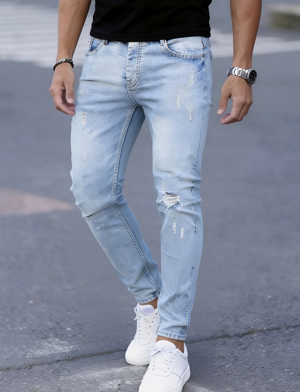 Men'S Slim Fit Stretch Ripped  - огляд і ціна Men'S Fashion Young Professional