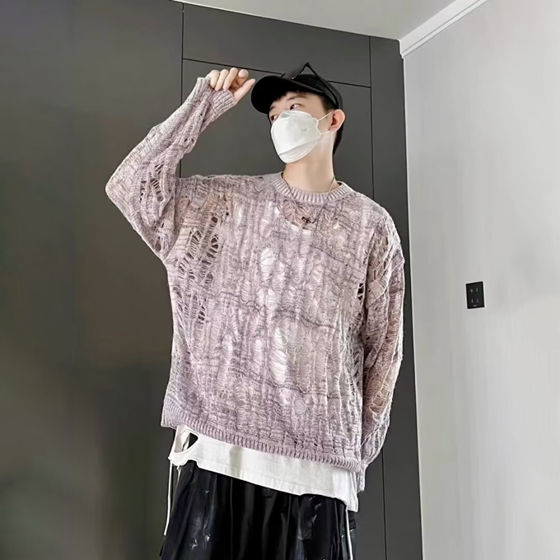 Vintage Ripped Hollow Out Mesh - огляд і ціна Turtleneck Sweater Men