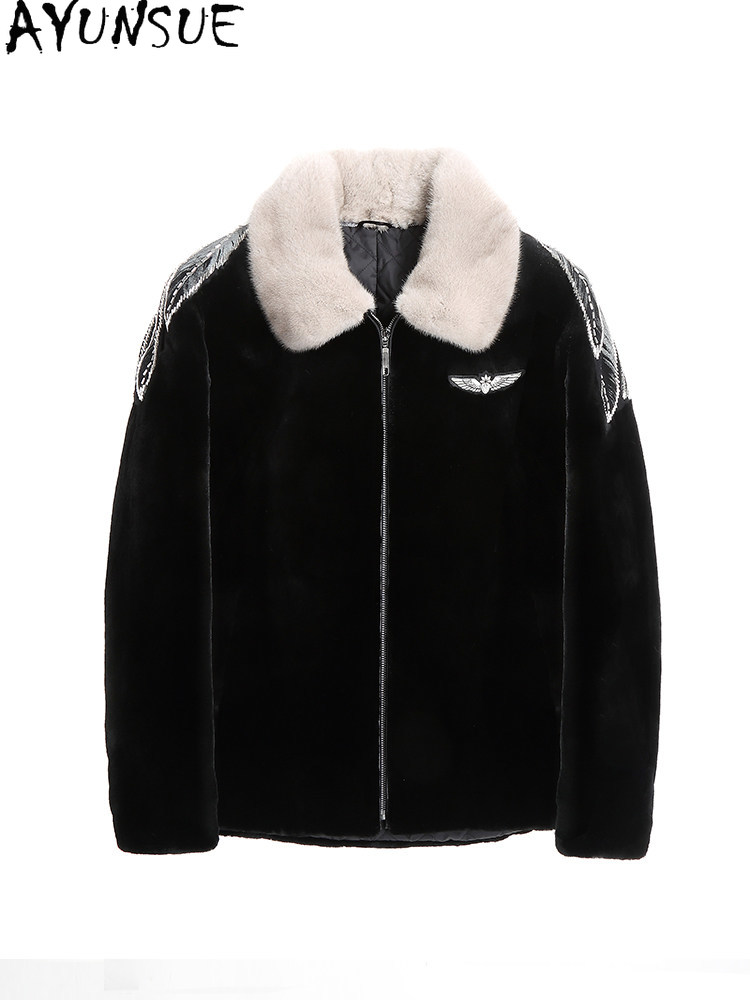 AYUSNUE Natural Mink Coat Men  - огляд і ціна Men'S Fashion Zipper Jacket