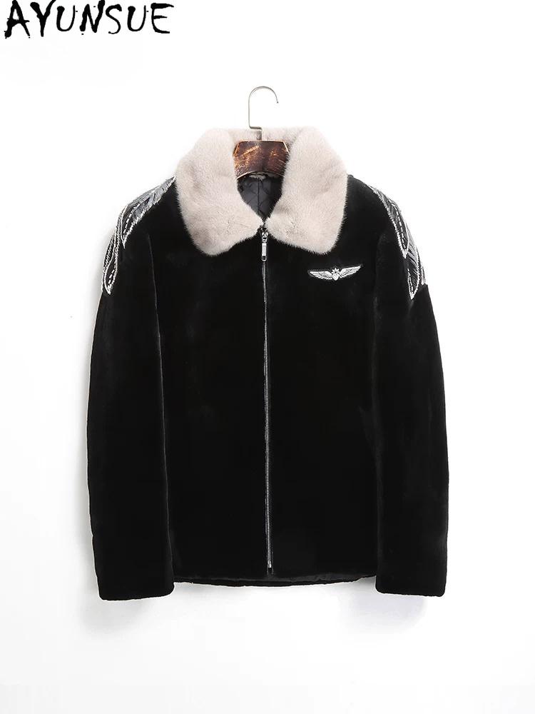 AYUSNUE Natural Mink Coat Men  - огляд і ціна Men'S Fashion Zipper Jacket