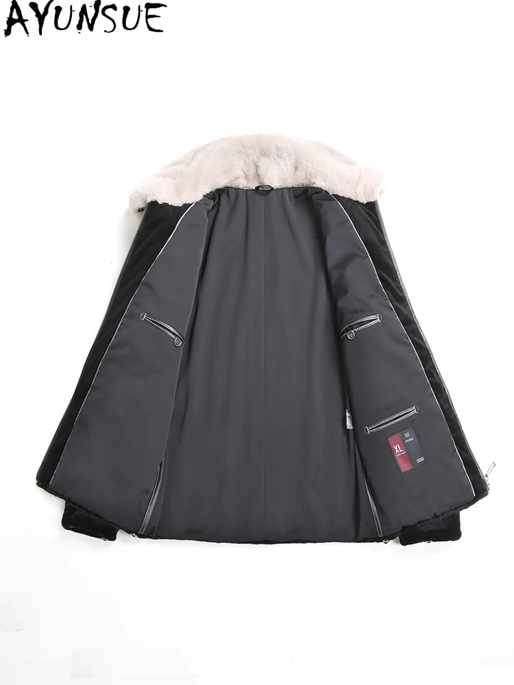 AYUSNUE Natural Mink Coat Men  - огляд і ціна Men'S Fashion Zipper Jacket