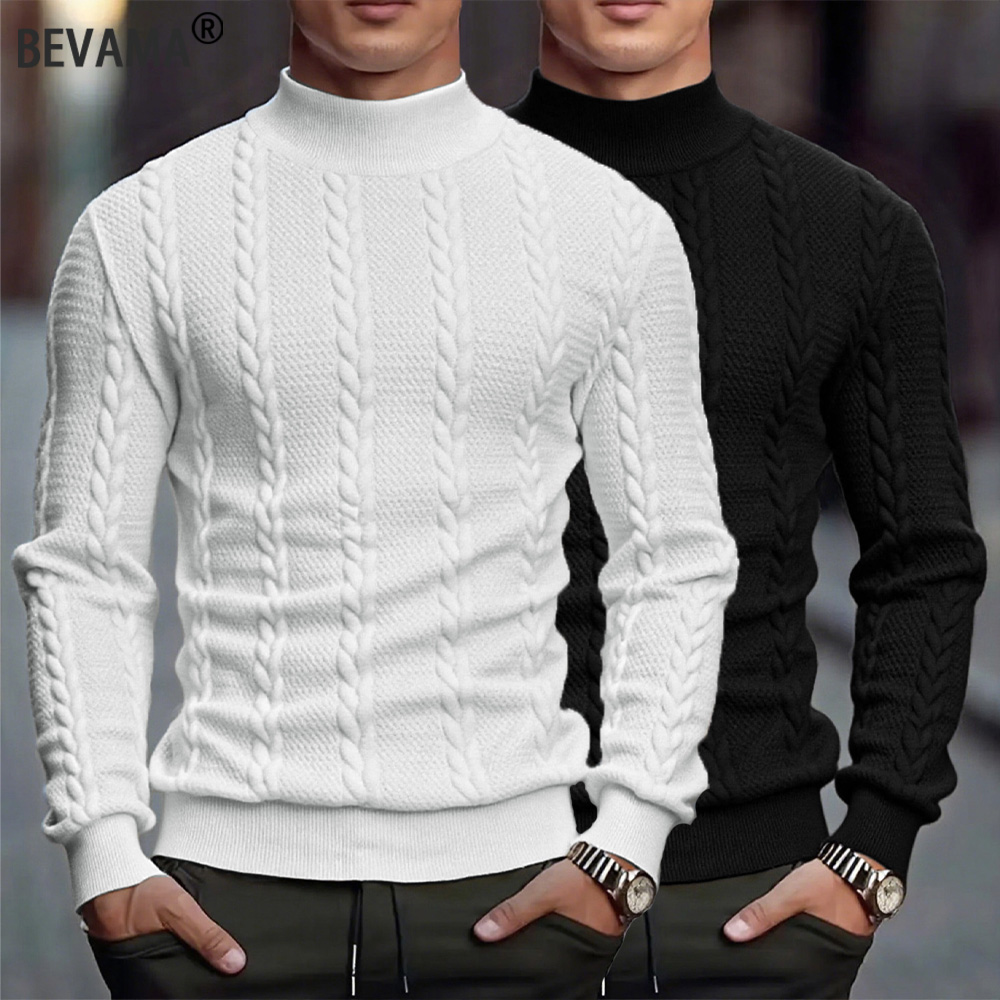 Men's Knitted High Collar Swea - огляд і ціна Turtleneck Sweater Men