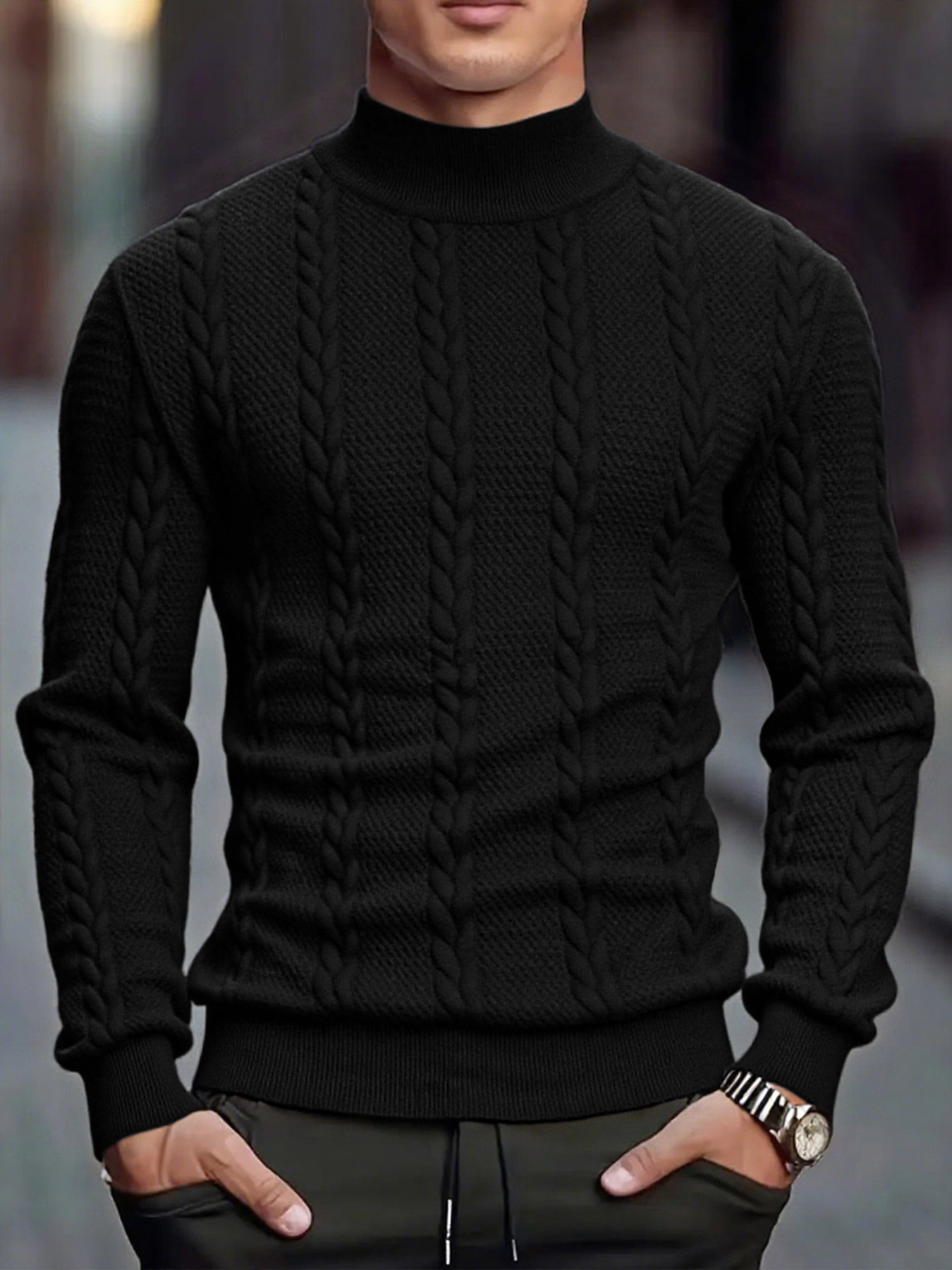 Men's Knitted High Collar Swea - огляд і ціна Turtleneck Sweater Men
