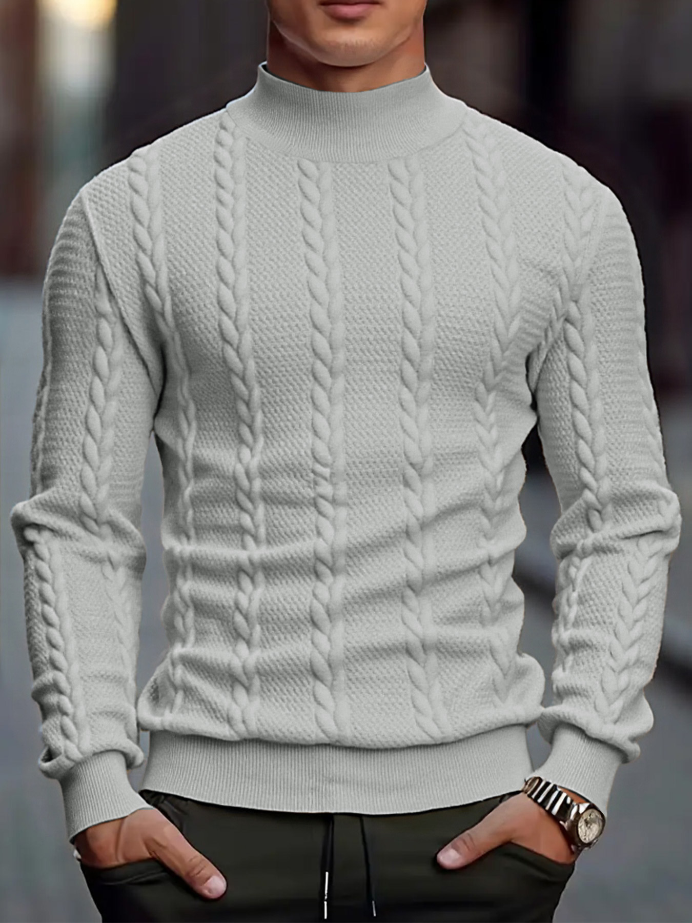 Men's Knitted High Collar Swea - огляд і ціна Turtleneck Sweater Men