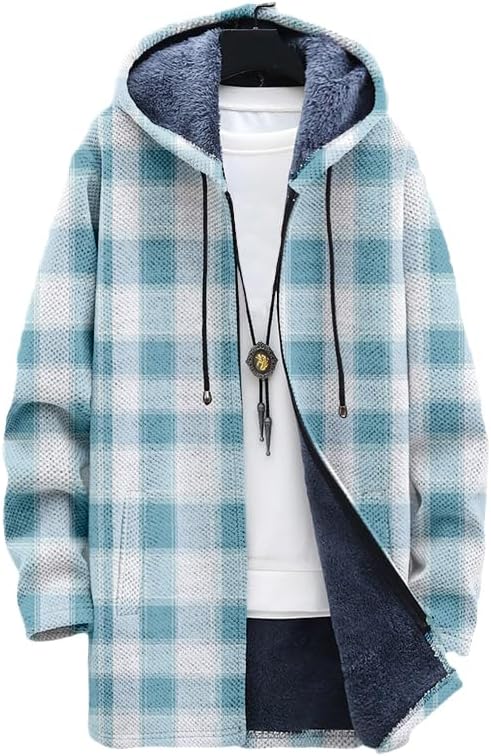 Men's Plaid Cardigan Oversized - огляд і ціна Sherpa Jacket Fleece