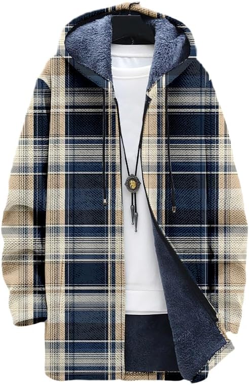 Men's Plaid Cardigan Oversized - огляд і ціна Sherpa Jacket Fleece