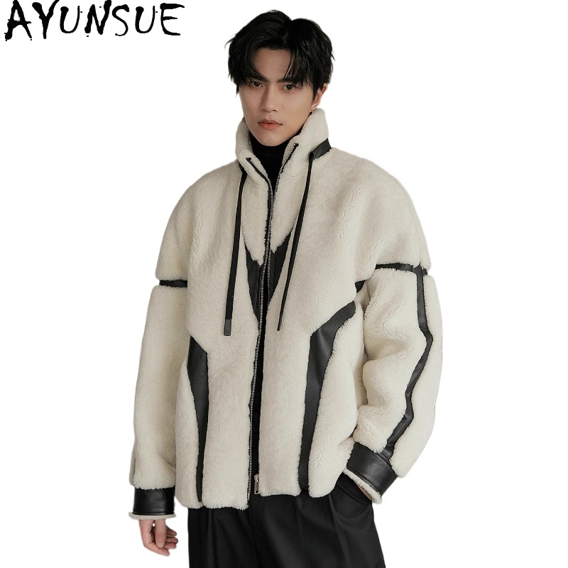 AYUNSUE Luxury Natural Fur Coa - огляд і ціна Men'S Fashion Zipper Jacket