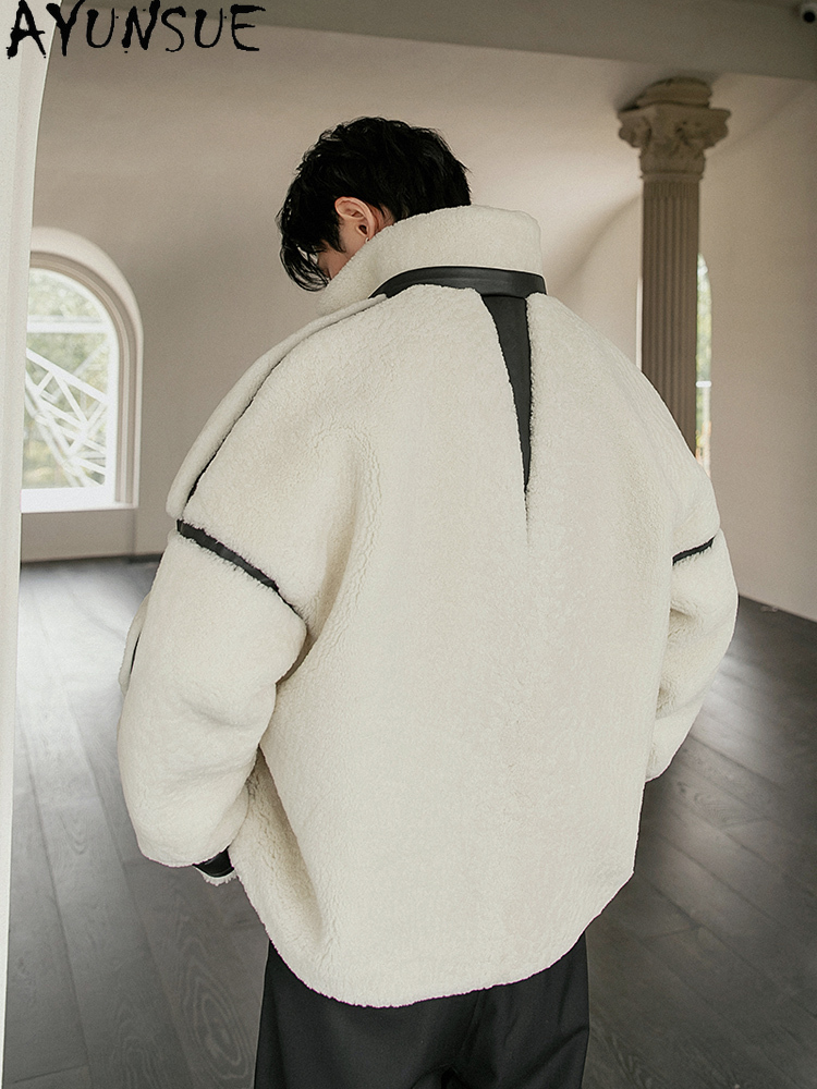 AYUNSUE Luxury Natural Fur Coa - огляд і ціна Men'S Fashion Zipper Jacket