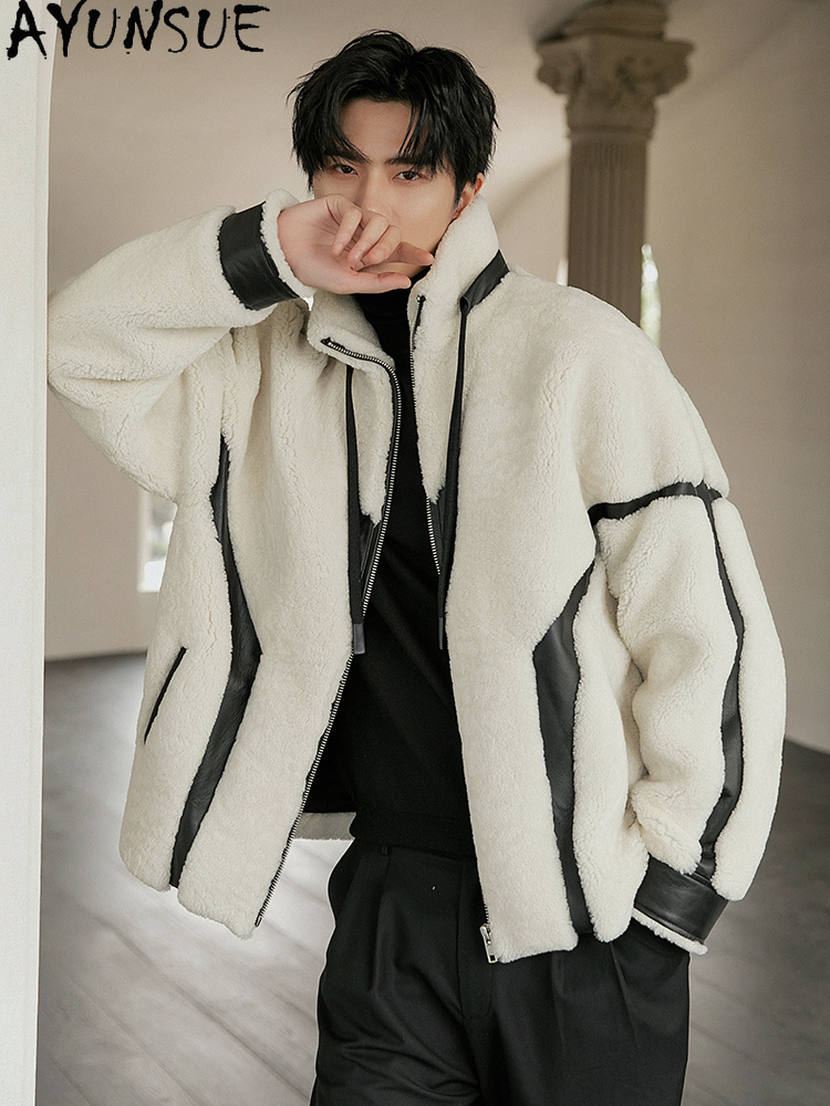 AYUNSUE Luxury Natural Fur Coa - огляд і ціна Men'S Fashion Zipper Jacket