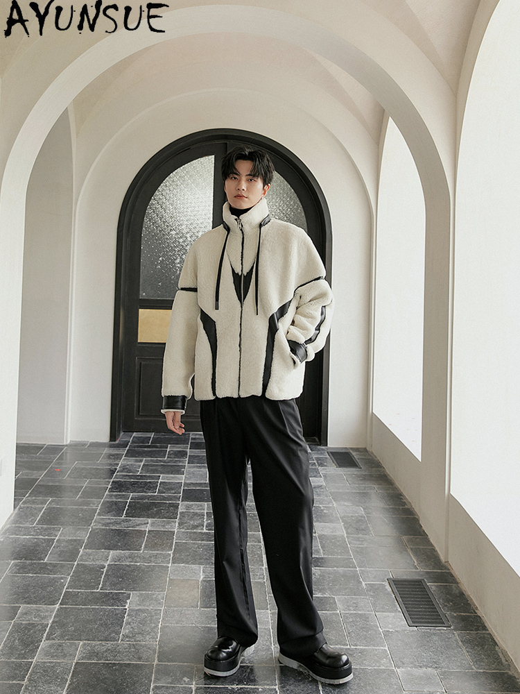 AYUNSUE Luxury Natural Fur Coa - огляд і ціна Men'S Fashion Zipper Jacket
